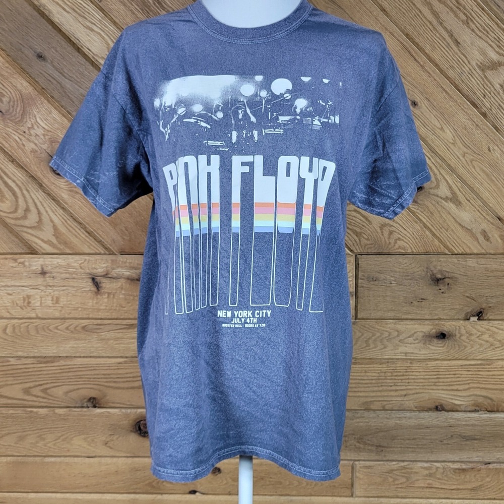 Pink Floyd T Shirt New York City July 4th Crew Neck Size Large Gray Multicolor